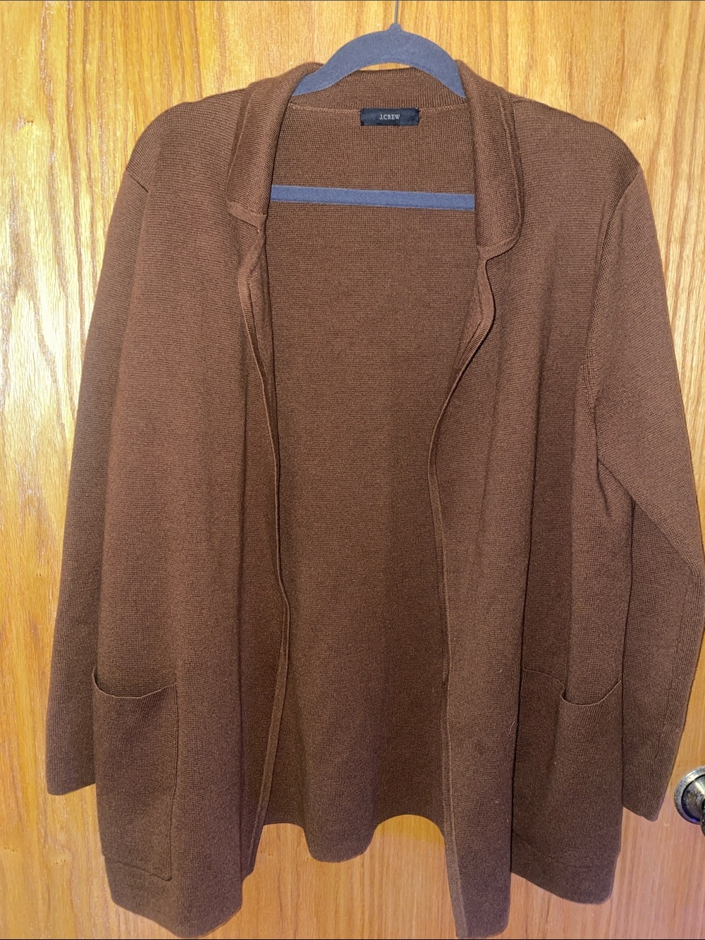 J. Crew Brown Open-Front Pocket Cardigan